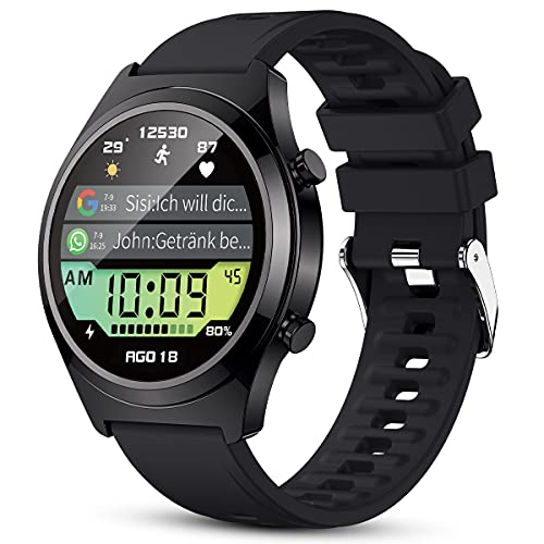 Smartwatch für Herren, Fitness Tracker Uhr 1,69 Zoll Touchscreen Armbanduhr, IP68 Wasserdicht Smart Watch mit Pulsuhr Schlafmonitor & 24 Sportmodi, Anruf- und SMS-Funktionen