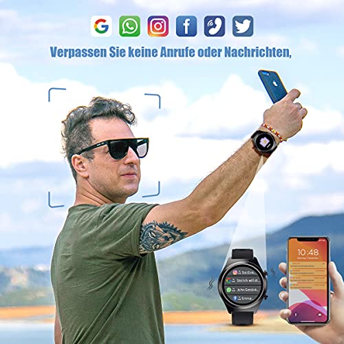 Smartwatch für Herren, Fitness Tracker Uhr 1,69 Zoll Touchscreen Armbanduhr, IP68 Wasserdicht Smart Watch mit Pulsuhr Schlafmonitor & 24 Sportmodi, Anruf- und SMS-Funktionen
