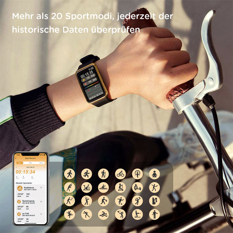 KUUFER 1.57 Zoll Damen und Herren Smartwatch für iOS und Android