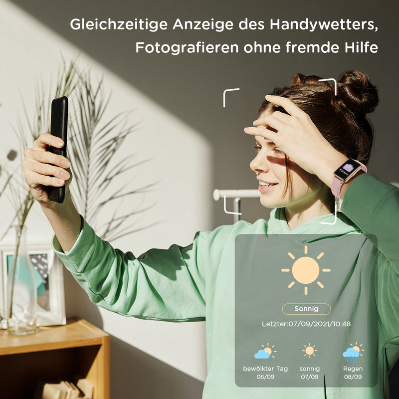 Bluetooth Damen Smartwatch,1.57 Zoll Touch-Farbdisplay Fitness Armbanduhr Tracker Wasserdicht Sportuhr Smart Watch mit Schrittzähler,Kalorien Smart uhr,Stoppuhr, für iOS und Android