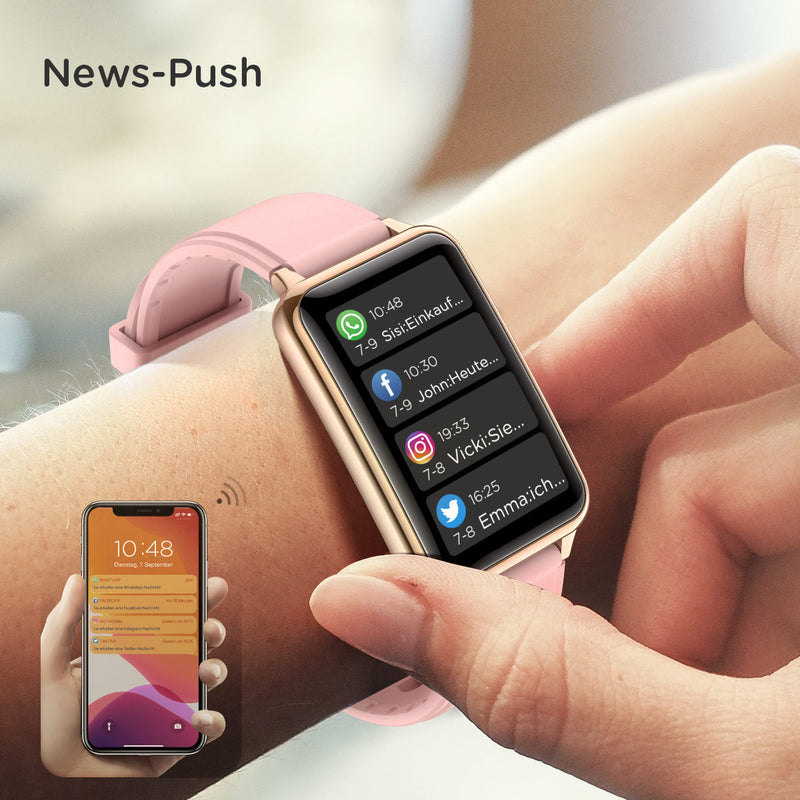 Bluetooth Damen Smartwatch,1.57 Zoll Touch-Farbdisplay Fitness Armbanduhr Tracker Wasserdicht Sportuhr Smart Watch mit Schrittzähler,Kalorien Smart uhr,Stoppuhr, für iOS und Android